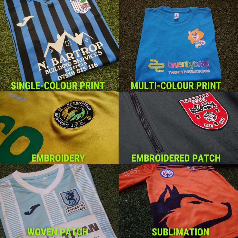 Examples of twentytwo teamwear printing, embroidery and garment decoration